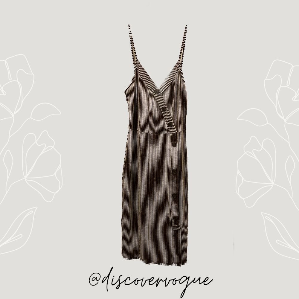 Striped Tank Dress with Buttons